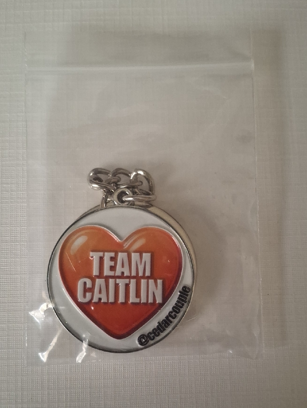 Team Caitlin Orange Heart Keychain